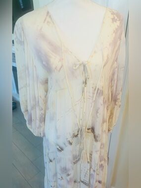 Beautiful Free People Cream and Pale Purple Feeling Groovy tie dye Maxi dress